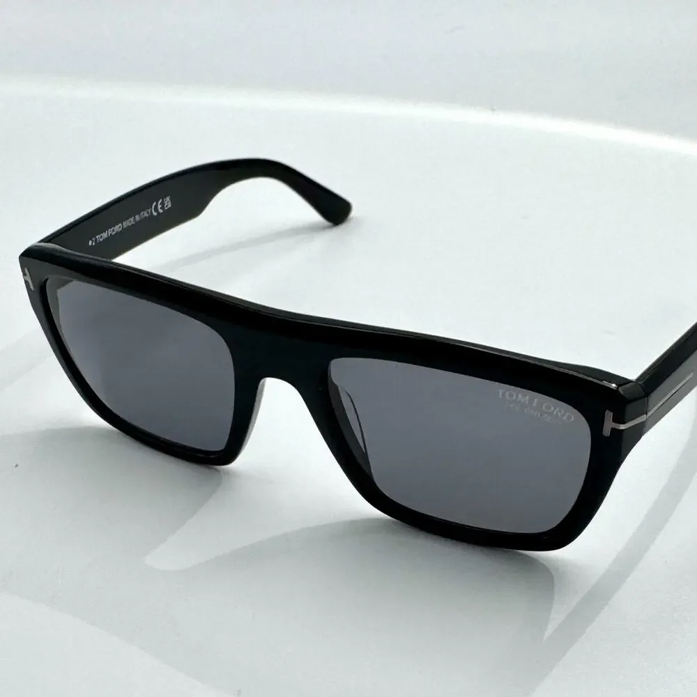 Tom Ford Sunglasses Alberto TF1077-N 01D Black Browline Polarized Gray Lens 55mm